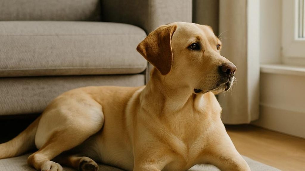 chien seul à la maison calme
