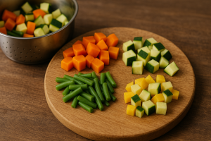 petit légumes coupés bien proportionnés