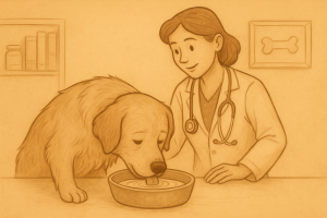 Vétérinaire examinant un chien dans une clinique