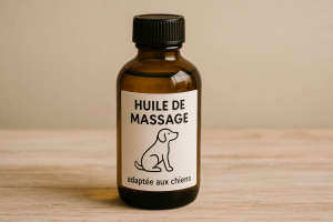 Flacon d’huile végétale naturelle pour massage canin