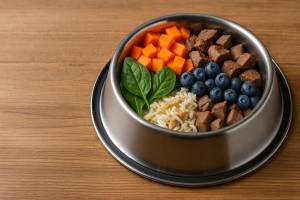Gamelle contenant des aliments frais riches en nutriments